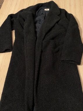 Marine layer Black Teddy Long Coat - Women’s Plush Winter Coat